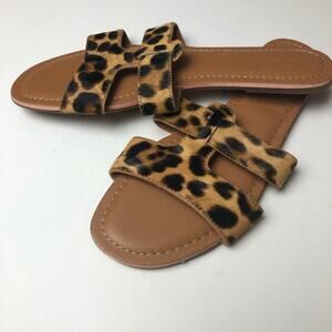 J.Crew Womens Animal Print Sandal Slide Sz 7